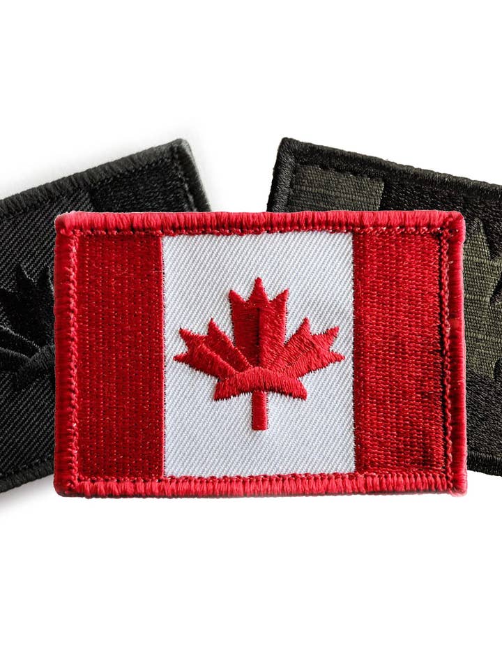 Parche de moral de la bandera canadiense - Bordado con respaldo de velcro para venta al por mayor de Foxwood Gifts Canada