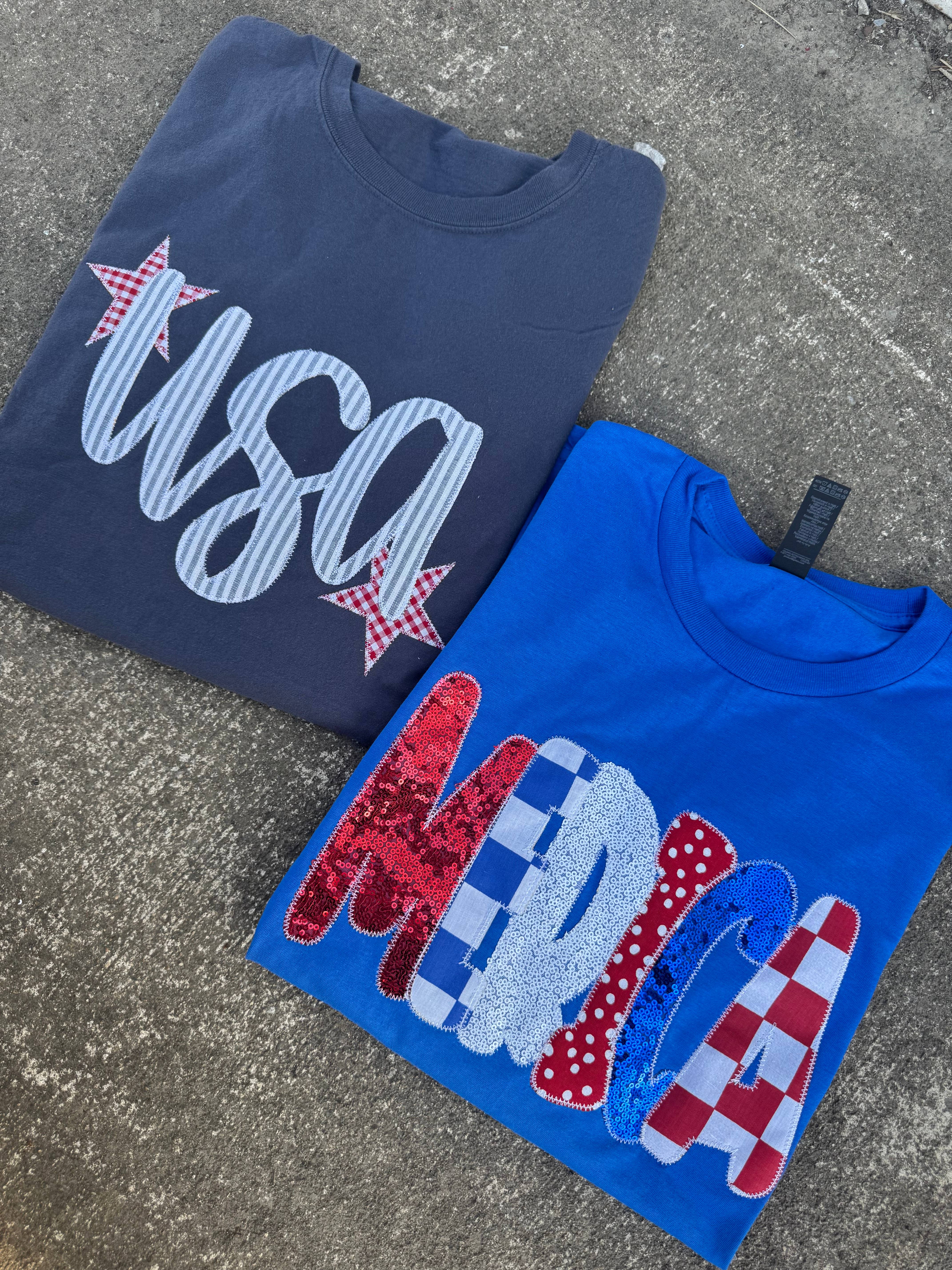 Shop Southern Belle - Wholesale T-Shirt - Women's - Denim USA Patriotic 4th of July Short Sleeve3