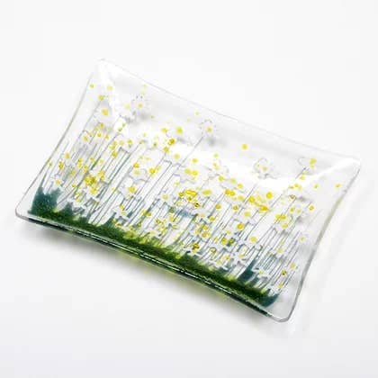 Piatto medio in vetro fuso fatto a mano per la vendita all'ingrosso da parte di Pam Peters Designs