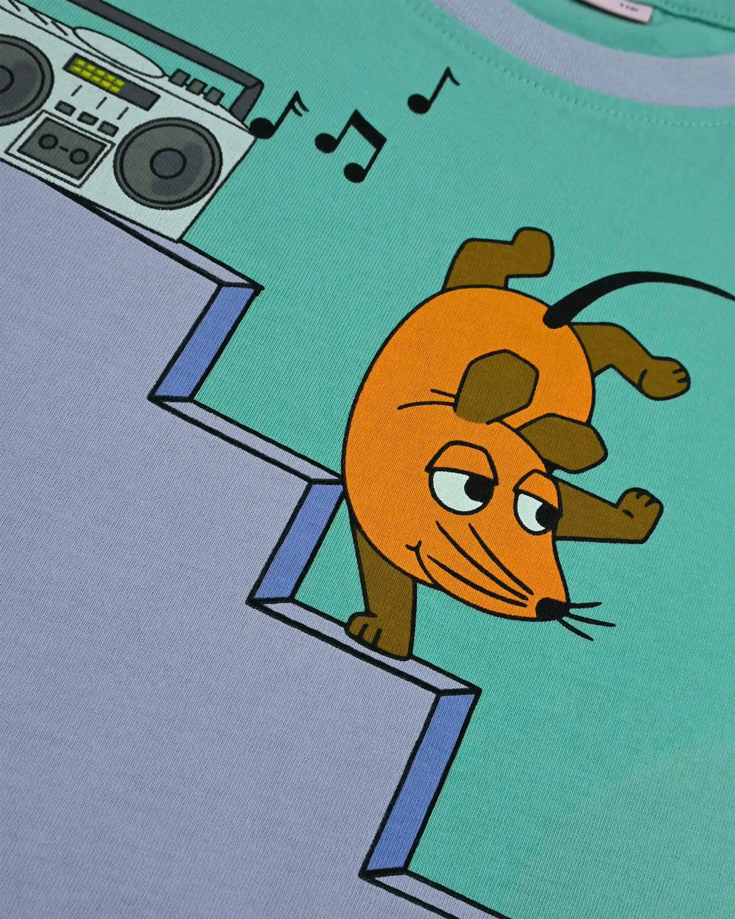 koaa - Wholesale Screen Printed T-Shirt - Kids - koaa – Mouse, Elephant & Duck "Boombox" – T-Shirt green/purple2