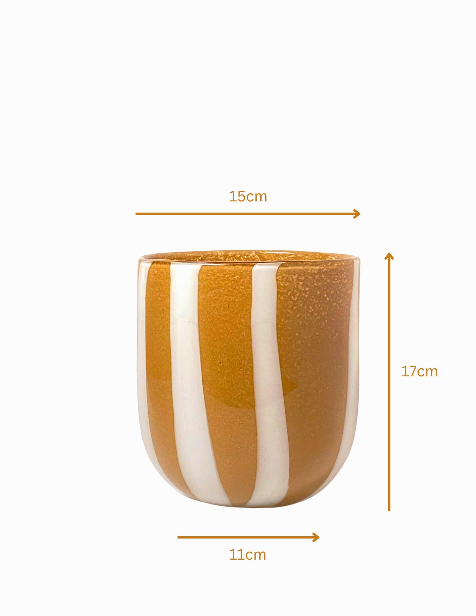 The Blue Heron - Wholesale Vase - Amber Brown Striped Glass Vase - 6.7" Tall, Handblown 4