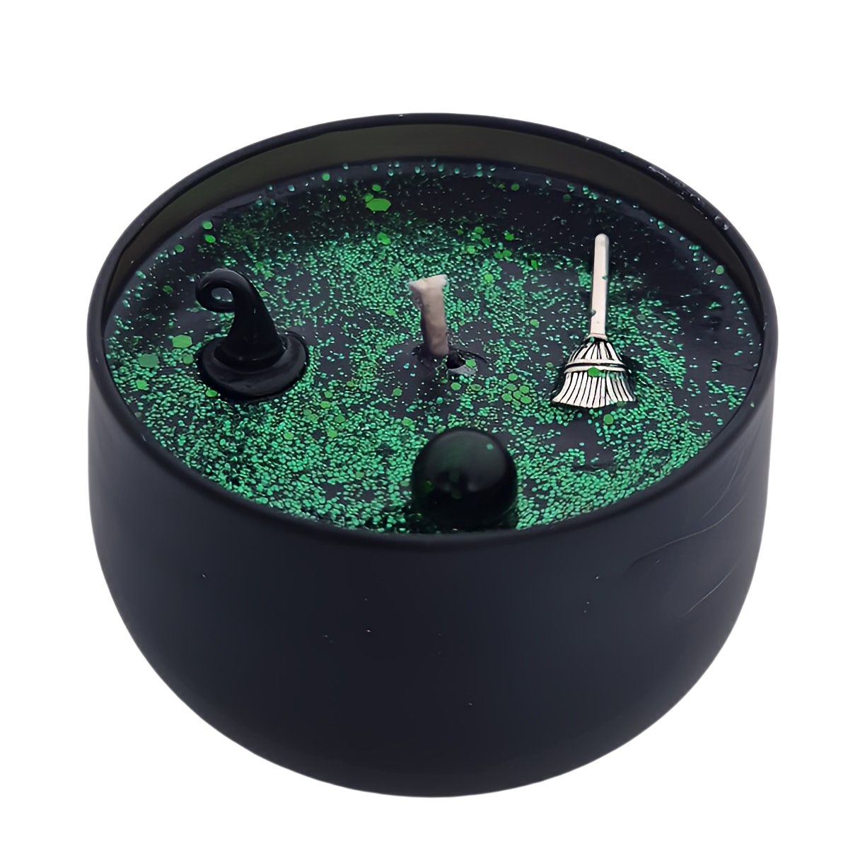 The Flickering Flame of Fantasy - Wholesale Novelty Candle - Wicked Elphaba Inspired Cauldron Witch Candle With Charms2