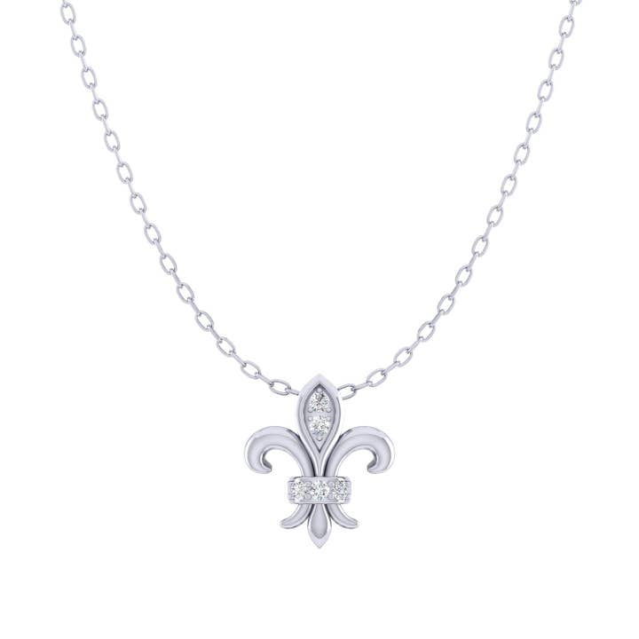 Fleur De Lis 1/20 Cttw Natural Diamond Pendant Necklace set for wholesale by Fifth and Fine