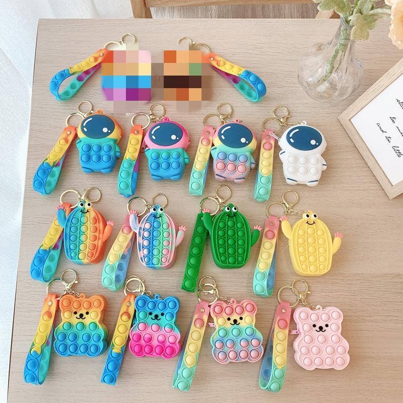 KiddieKickz - Wholesale Keychain - Kids - Small Keychain Coin Purse Spaceman Bear Fingertip Toy46