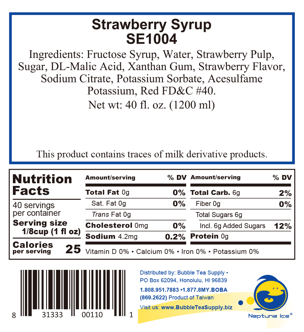 Bubble Tea Supply - Wholesale Flavored Syrup - Strawberry Bubble Tea Syrup (40 fl oz)2