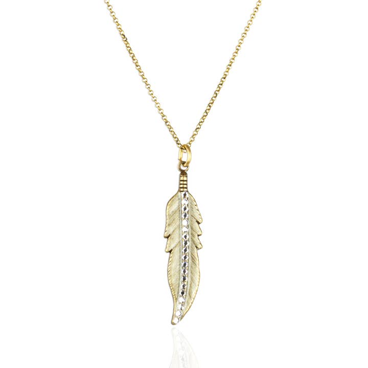 Talowa Crystal Feather Necklace for wholesale by Anne Koplik Designs, Inc.
