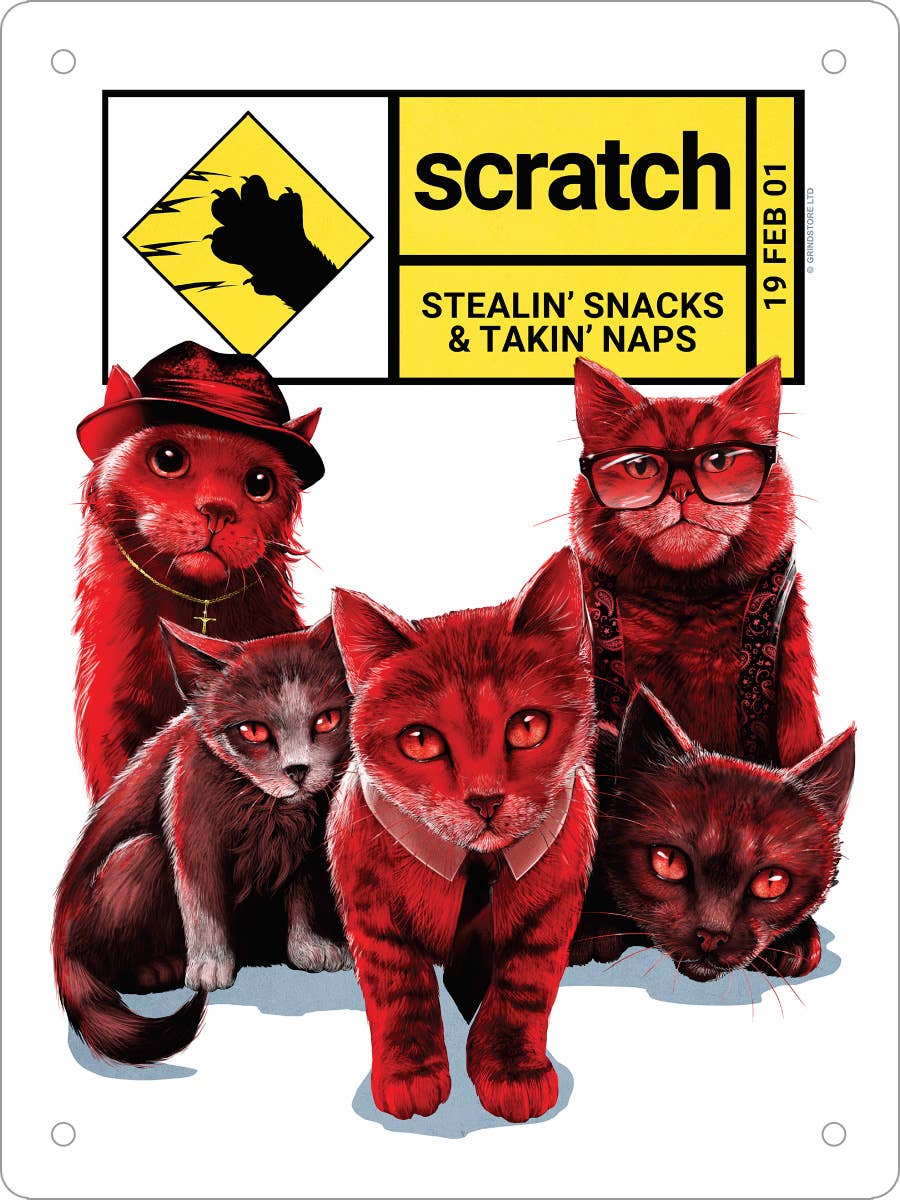 Grindstore - Vendita all'ingrosso Cartello da parete - Insegna Mini in Latta Horror Gatti Graffiano0