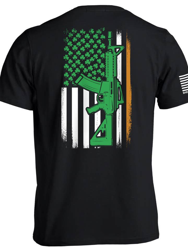 Drapeau irlandais américain AR15 (impression au dos) pour la vente par Shield Republic