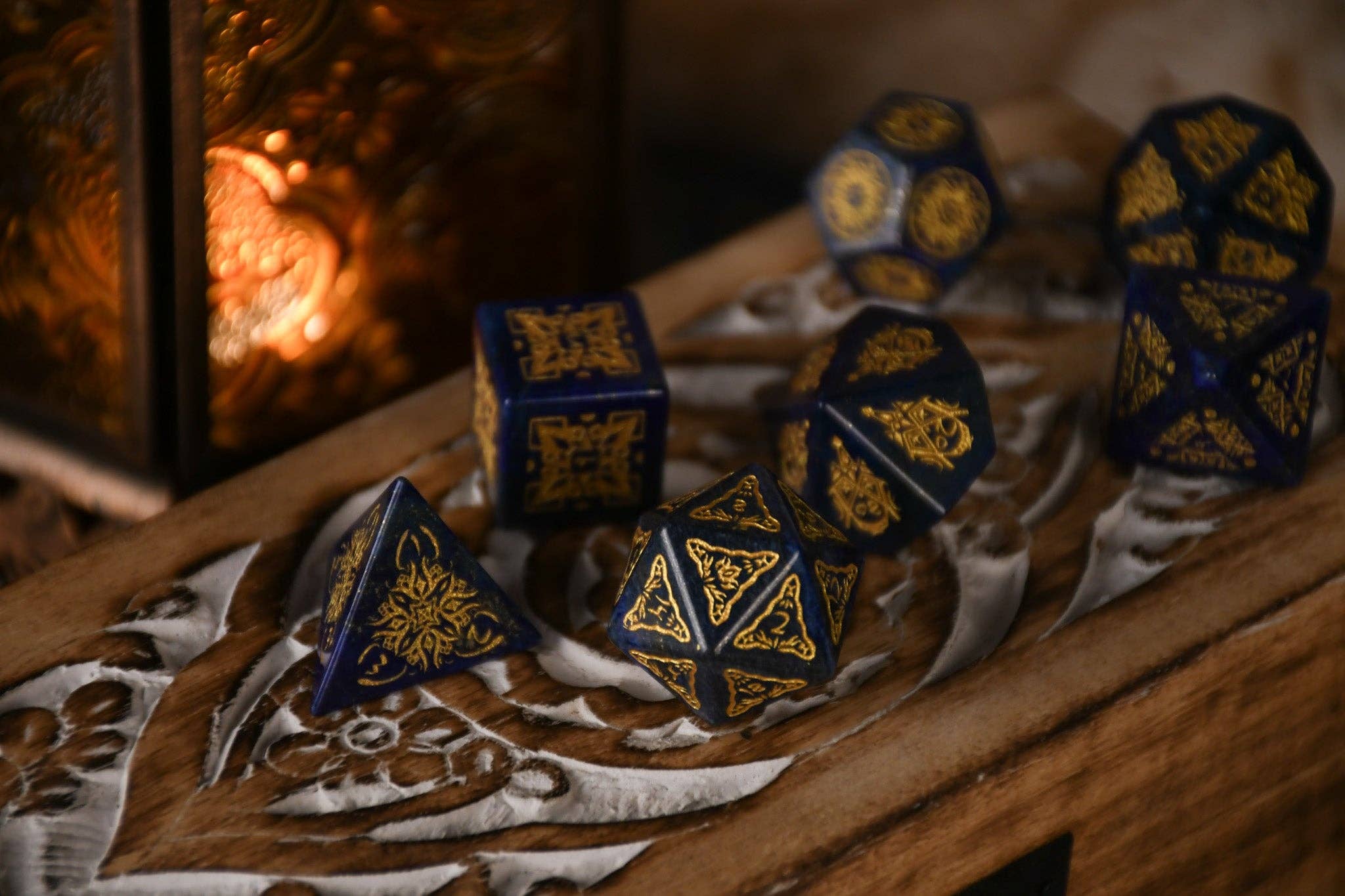 Misty Mountain Gaming - Wholesale Dice - Moroccan Blue Lapis Stone Dice Set - Dice Around the World Collection6