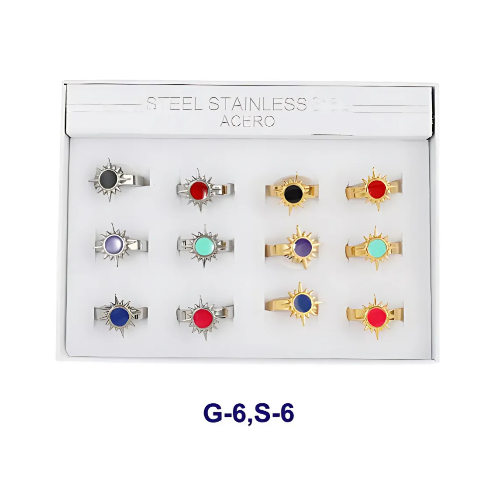 Atlas Fashion - Vendita all'ingrosso Anello midi/a fascia - Anello Sole in Smalto Acciaio Inox1