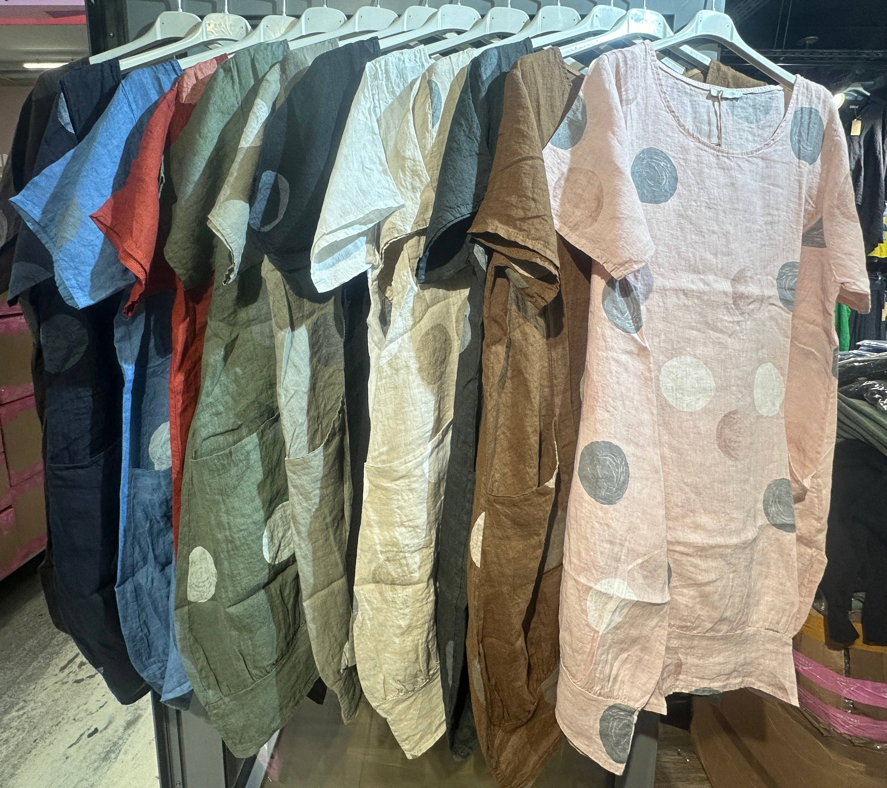 Lea & Luc - Grandes Tailles - Wholesale Dress - Women's - Plus size linen dress printed round SKU 48952