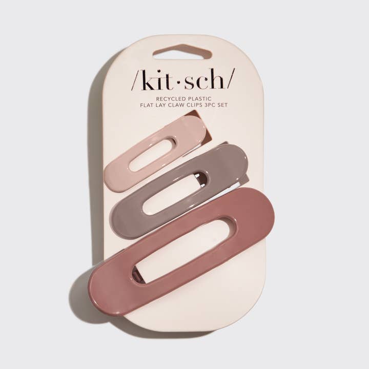 KITSCH - Wholesale Hair Clip - Women's - Flat Lay Claw Clip 3pc Flat - Ultra Glossy Terracotta