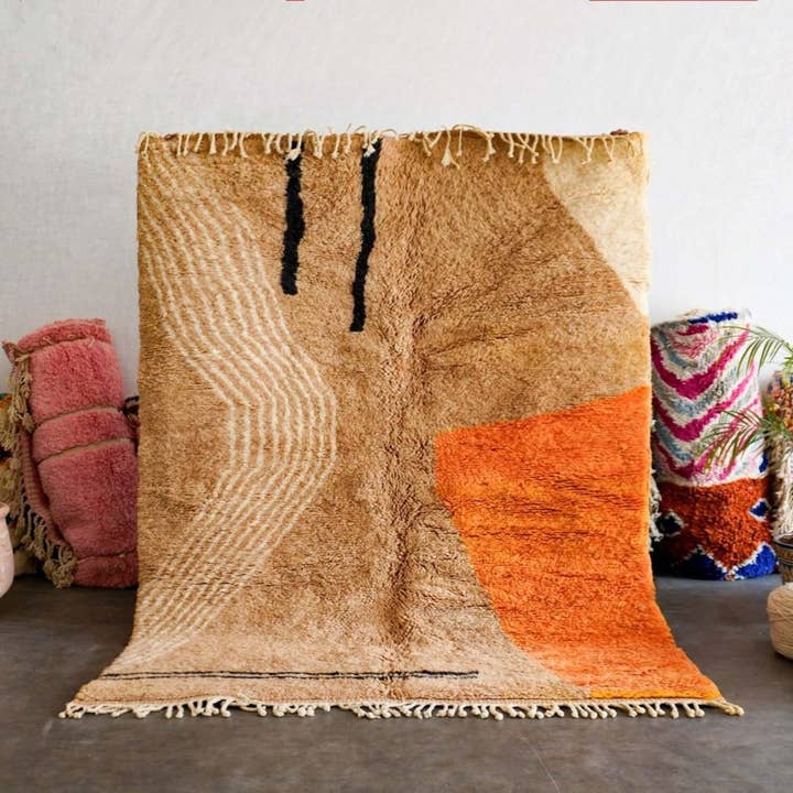 Beige Moroccan Rug, Beige Shag rug, Berber rug,9x12 area rug for wholesale by Moroccan Woven Treasures