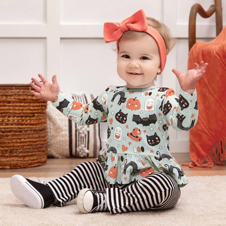 Tesa Babe – Conjunto de top e leggings – Criança por atacado – Conjunto de Halloween 🎃 para Bebé Menina – Top de Bambu & Calças de Algodão1