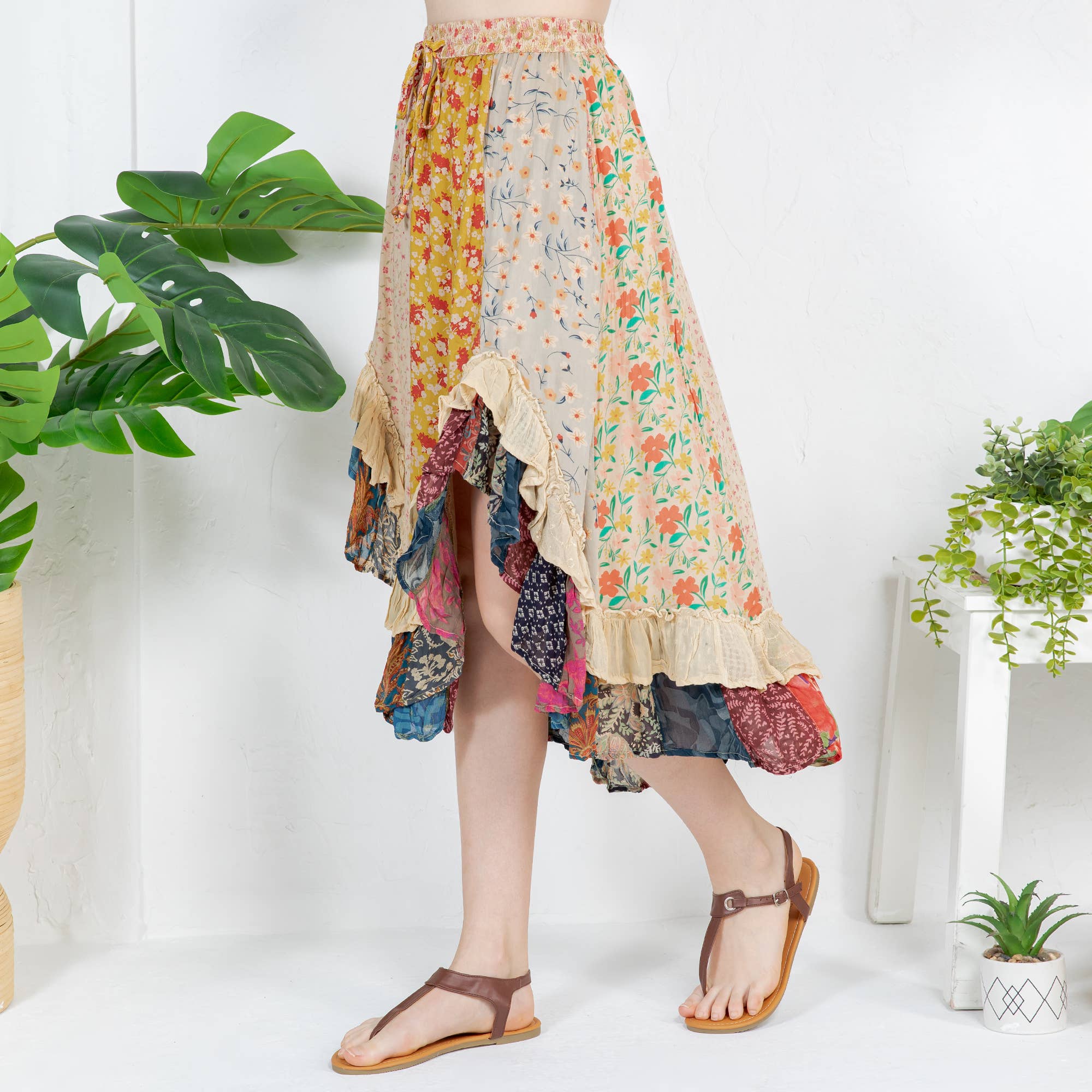 Young Threads - Wholesale Skirt - Women's - Bohoemia Mid-Length Skirt with Rayon Print (New Color)4