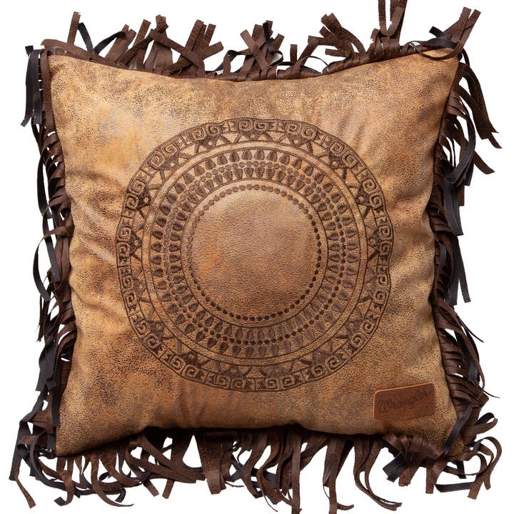Wrangler® Circle of Life Faux Leather Pillow for wholesale by Linen Mart
