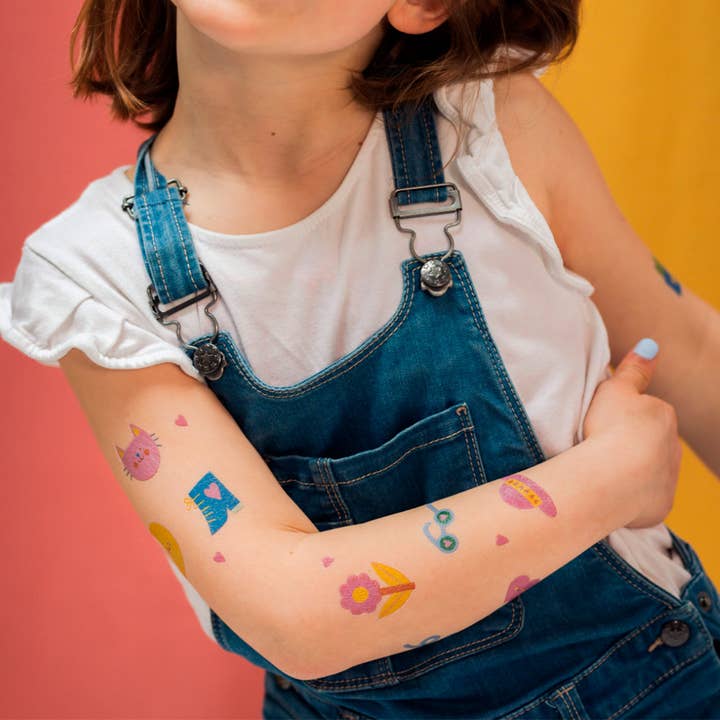 Marylou Chalon - Vendita all'ingrosso Tatuaggio temporaneo - Bambini - Happy Things, Tatuaggi temporanei (scheda da 12 tatuaggi)