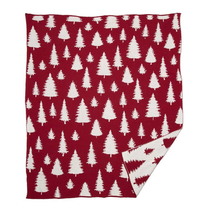 In2Green - Wholesale Throw Blanket - Fir Trees Reversible Throw Blanket