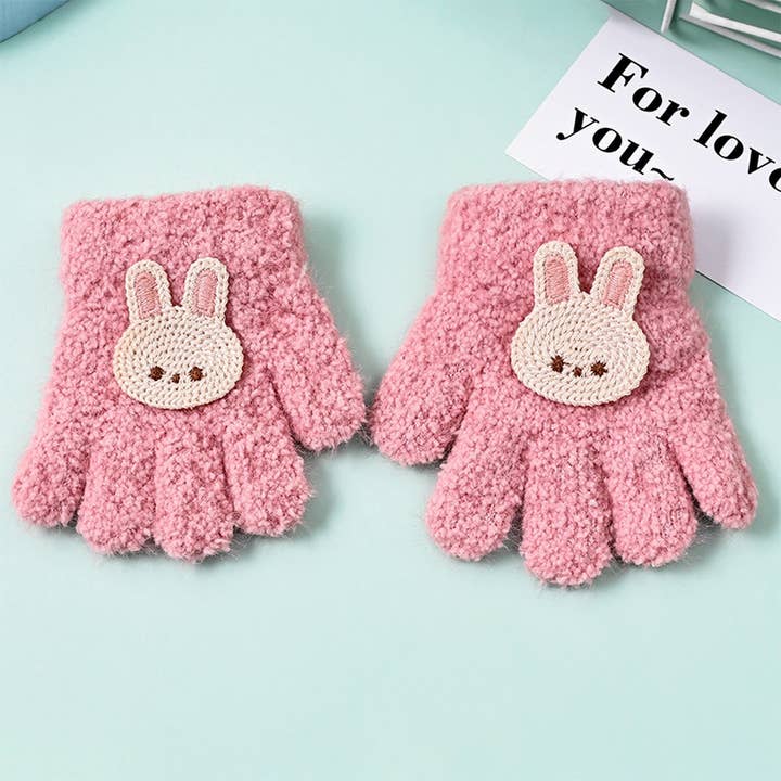 NINEXIS - Wholesale Gloves - Women's - CWAG0278_FLOWER BEAR RABBIT CHILDREN'S FIVE-FINGER GLOVES