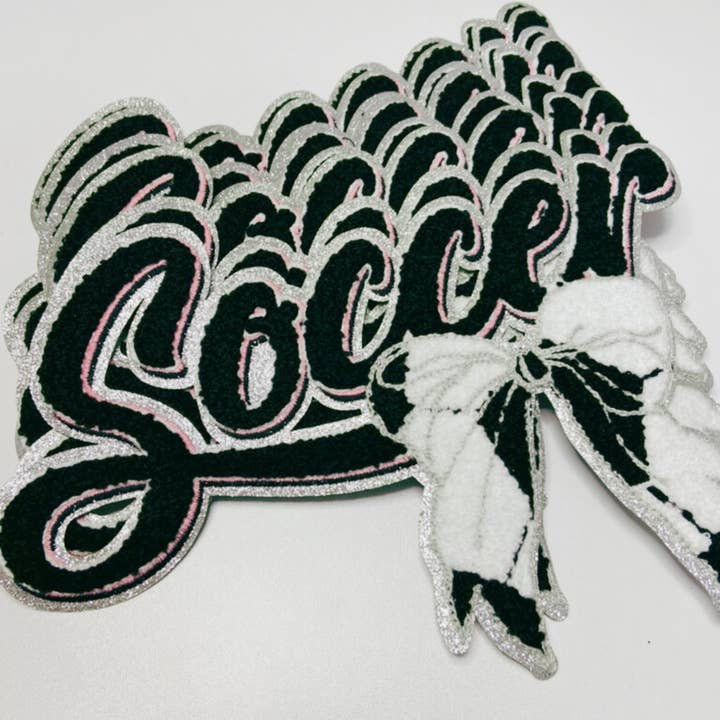 TEELUX - Wholesale Patch - Soccer with Bow - Chenille Patch1