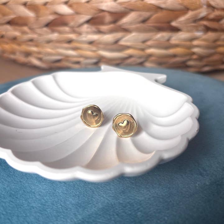 Duestelle Italia - Wholesale Stud/Post Earrings - Cupid's Kiss - Heart Earrings in Gold-Plated Stainless Steel Waterproof3