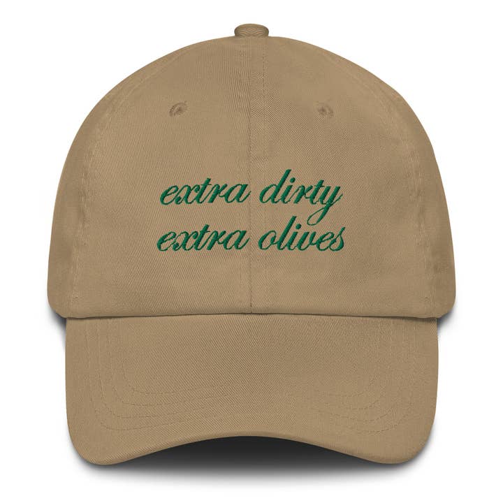'Extra Dirty, Extra Olives'™ Dad Hat - Tan for wholesale by Kirty Studio