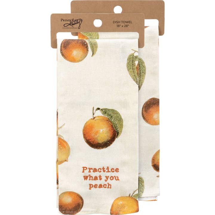 Practice What You Peach Kitchen Towel for wholesale by Primitives by Kathy