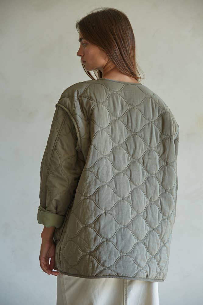 Wholesale L7476 | Woven Nylon Quilted Jacket for your store