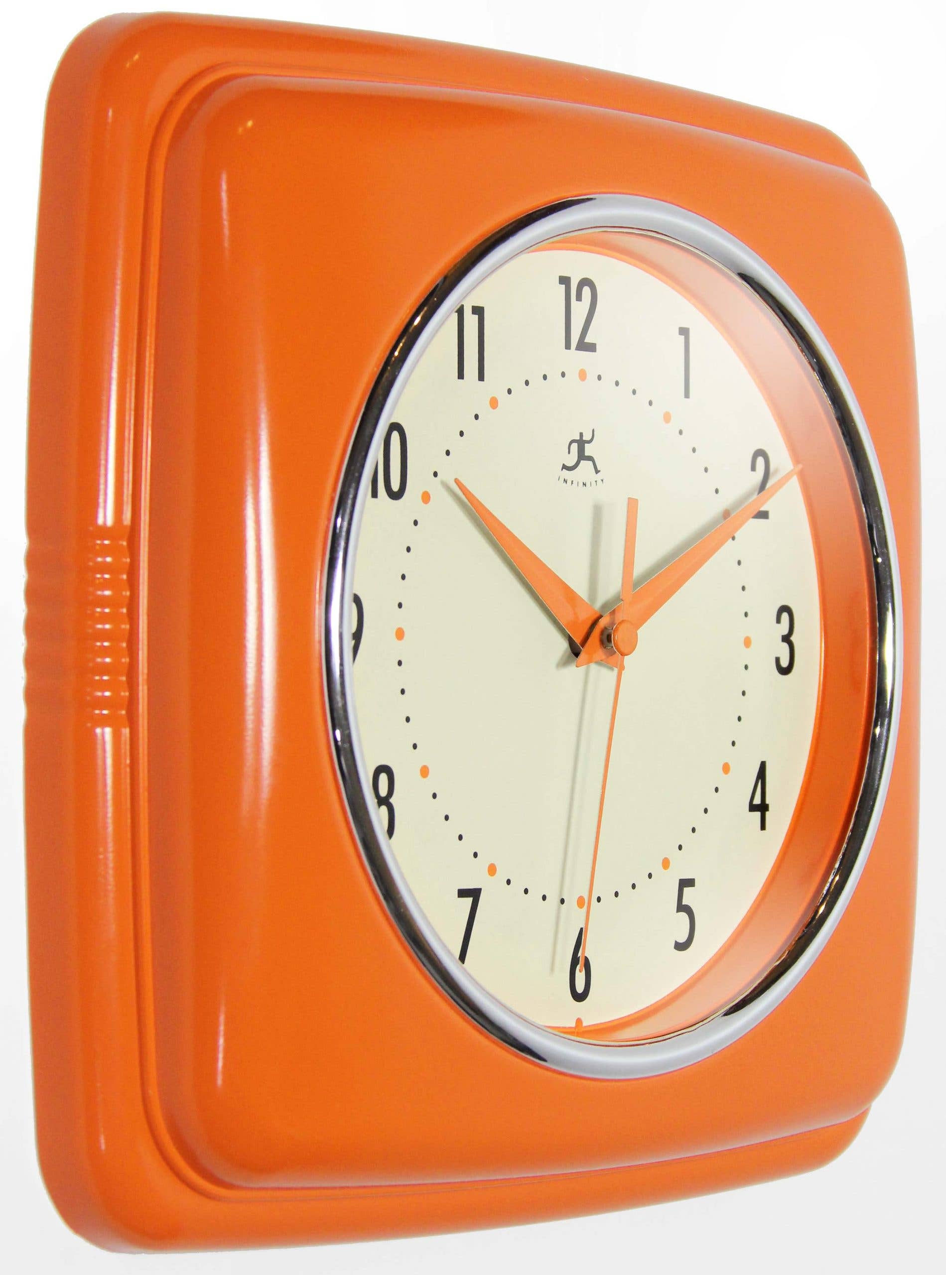 Infinity Instruments - Wholesale Wall Clock - Retro Square Orange Indoor Wall Clock 9.25 Inch2