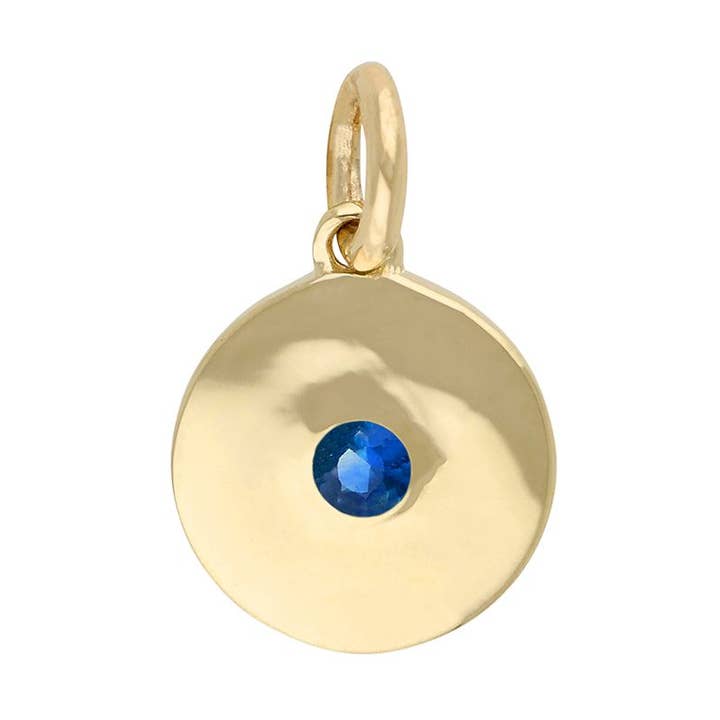 Ciondolo rotondo con pietra natale da 8 mm, zaffiro blu, settembre per la vendita all'ingrosso da parte di Jewels of Mewar