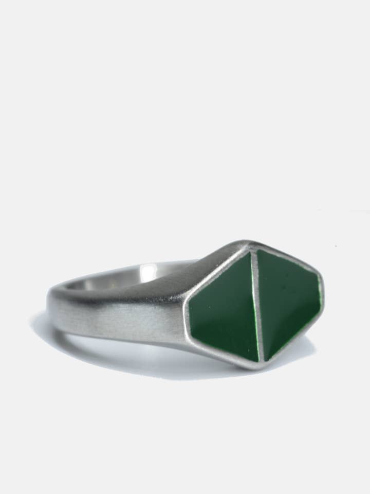 Anel Triângulo Duo Verde por atacado de Curated Basics