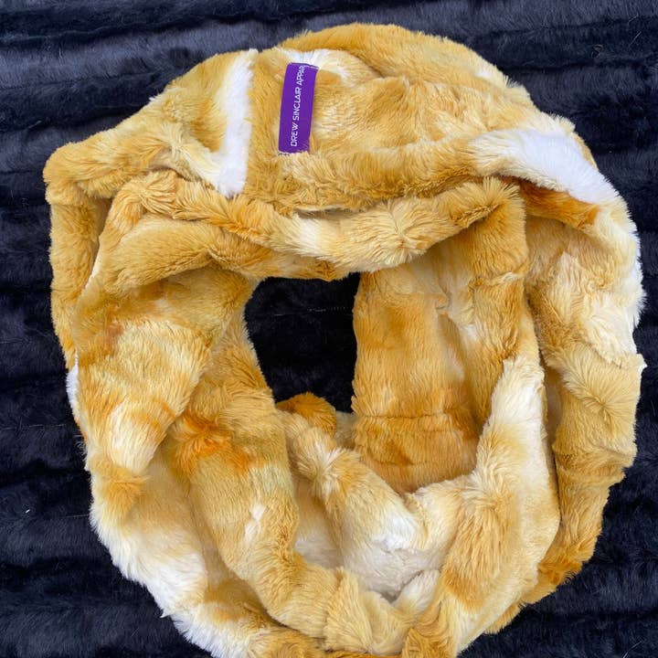 Bufanda Infinity | Bufanda Infinity de felpa en relieve amarillo con efecto tie dye «Snuggle» para venta al por mayor de Drew Sinclair