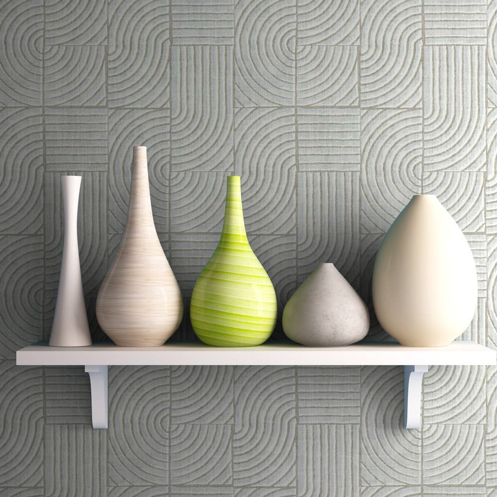 Stone White Tile Block Peel and Stick Wallpaper, 28 sq. ft. for wholesale on Faire3