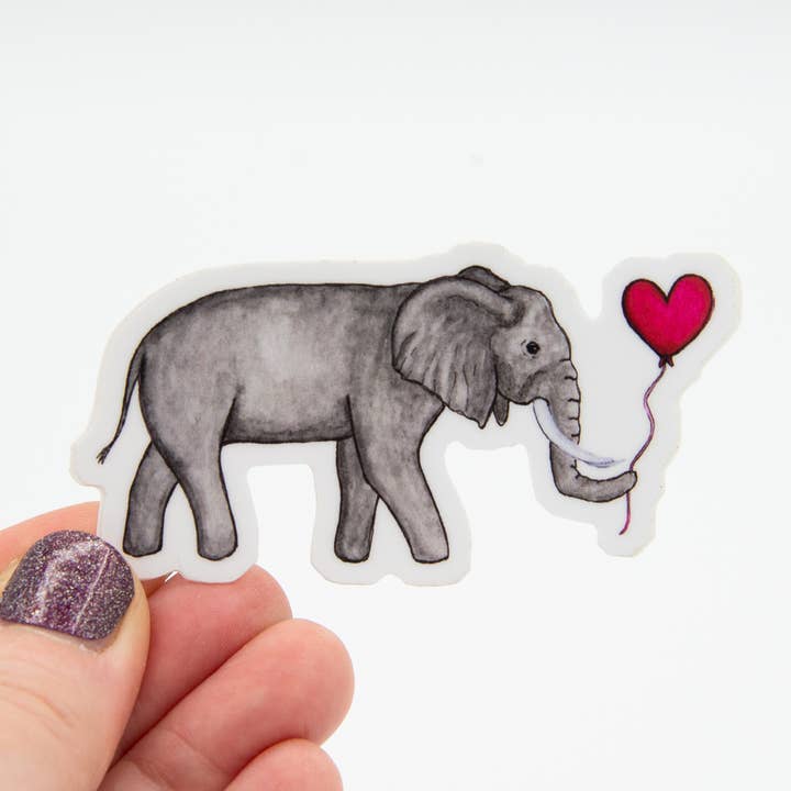 Elefanthjerte Vinylklistermærke for engroshandel hos Jennifer Schiano Studio