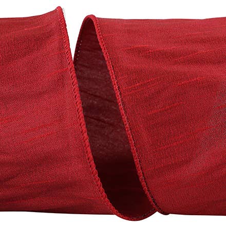 Dupioni Supreme Wired Edge, Scarlet, 4 In, 10 Yards for wholesale by RELIANT RIBBON