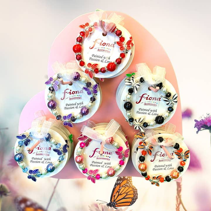 Présentoir de comptoir pour bracelets en forme de papillon avec cœur, 30 pièces pour la vente par Fiona Accessories