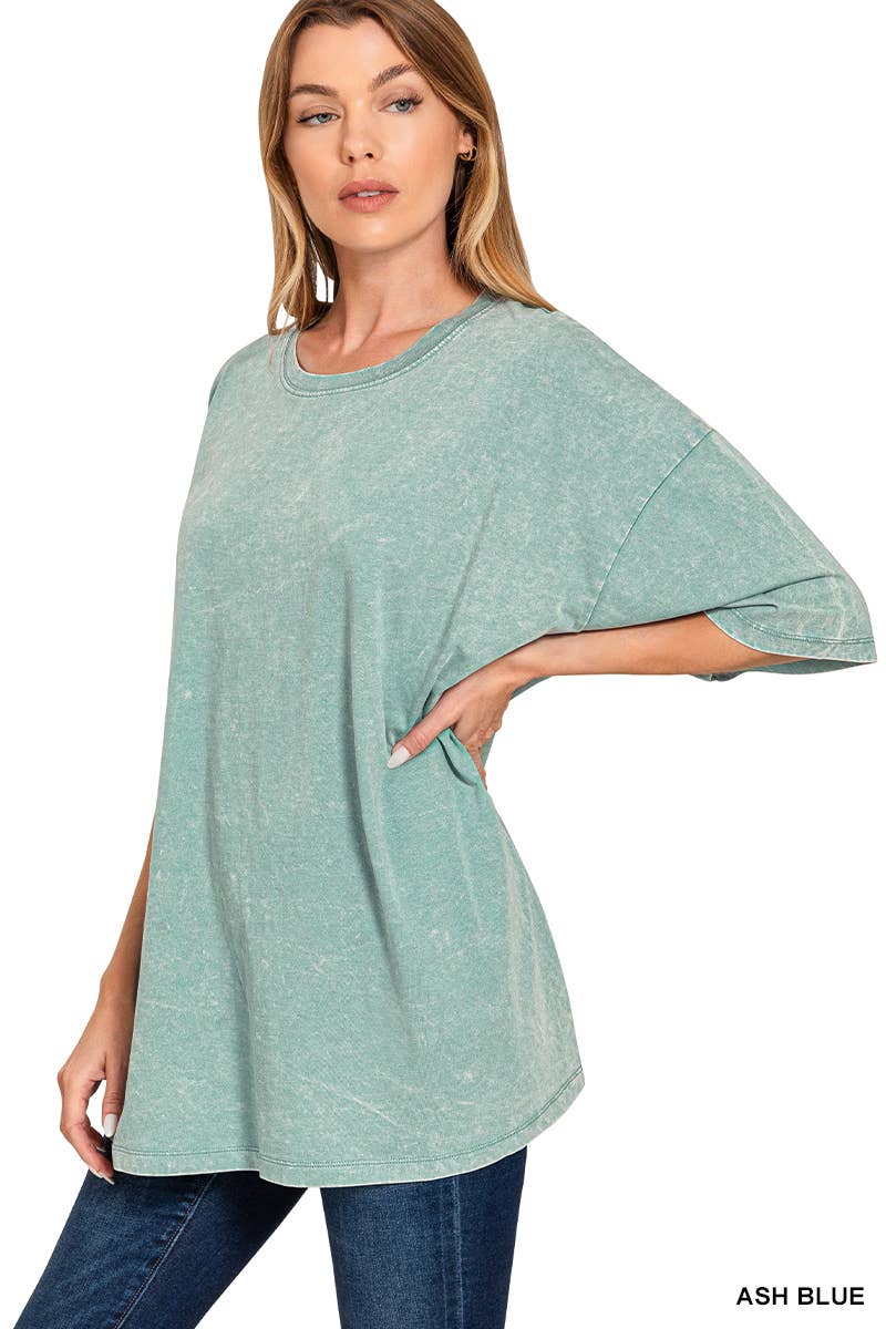 42POPS - Wholesale Knit Top - Women's - `.Acid Wash Cotton Oversized Tee30