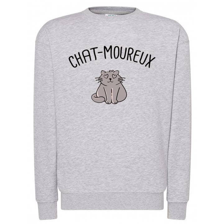 Sudadera de felpa estampada GATO-ENAMORADO para venta al por mayor de red white