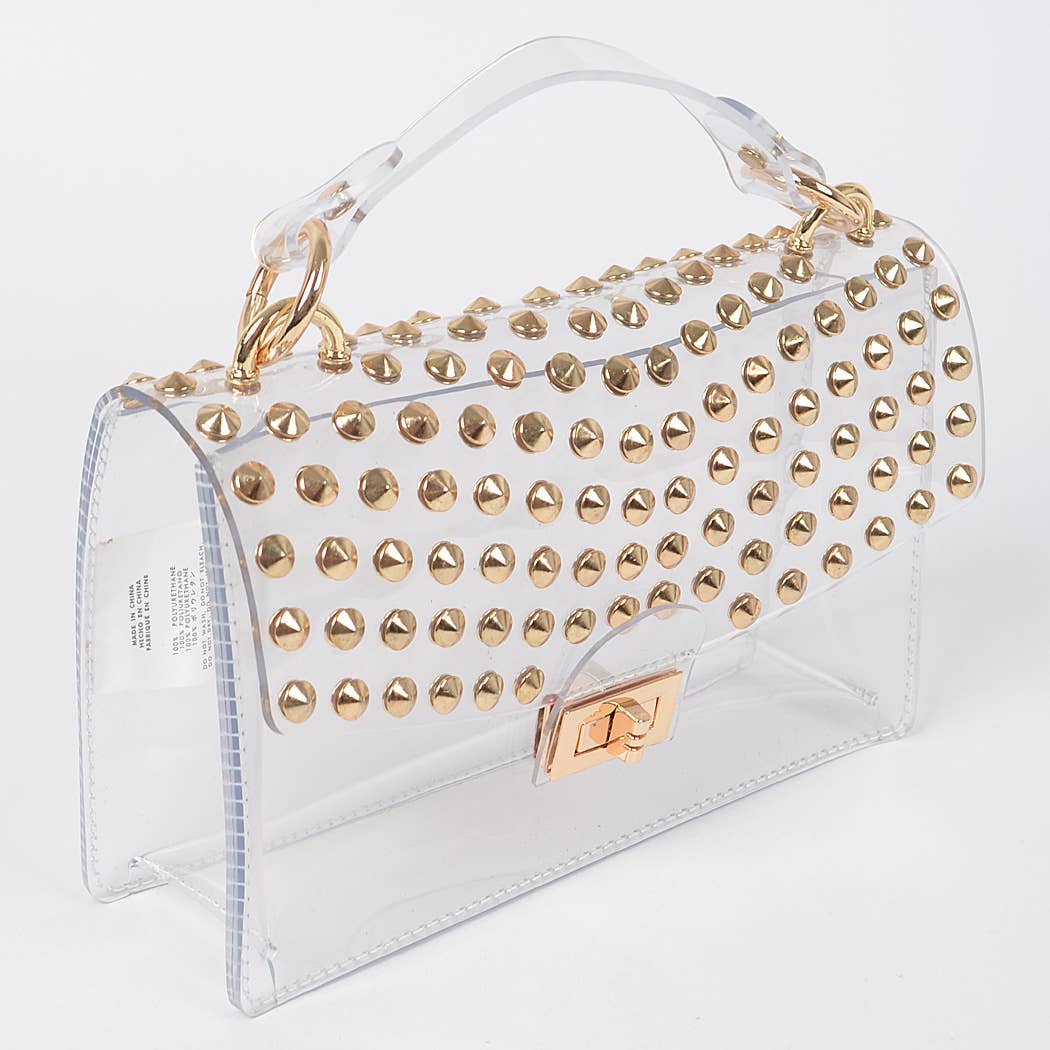 3AM BY H&D ACCESSORIES – wholesale Top handle bag – women's – Studded Transparent Top Handle Bag5
