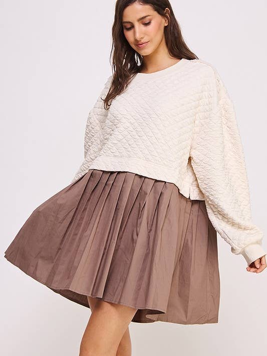 JADE BY JANE – Großhandel Kleid – Damen – LANGÄRMLIGES PLISSEE-ROCKKLEID AUS BAUMWOLLE11