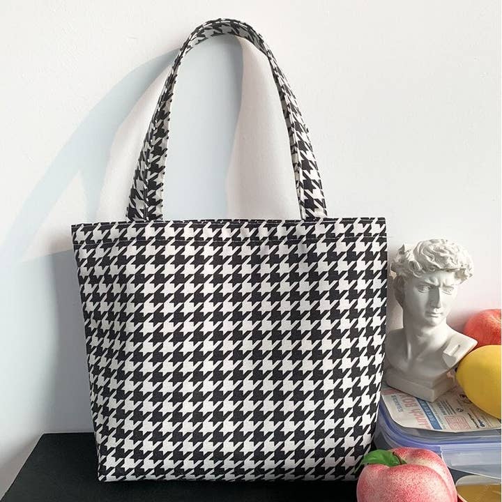 FurDecoration - Wholesale Tote Bag - Women's - Fresh Floral Grid Cloth Tote Bag