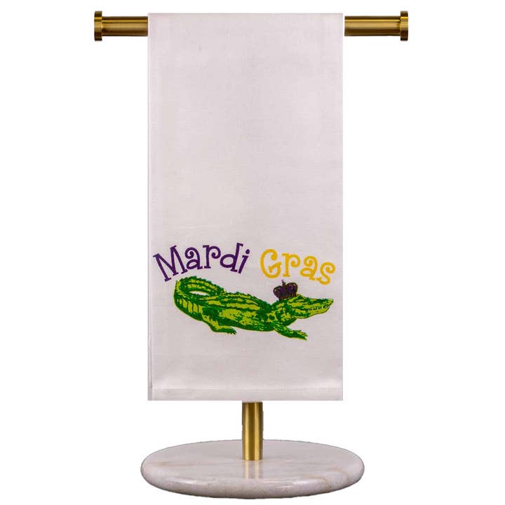 Mardi Gator King Handtuch Weiß/Multi 20x28 für den Großhandel von The Royal Standard