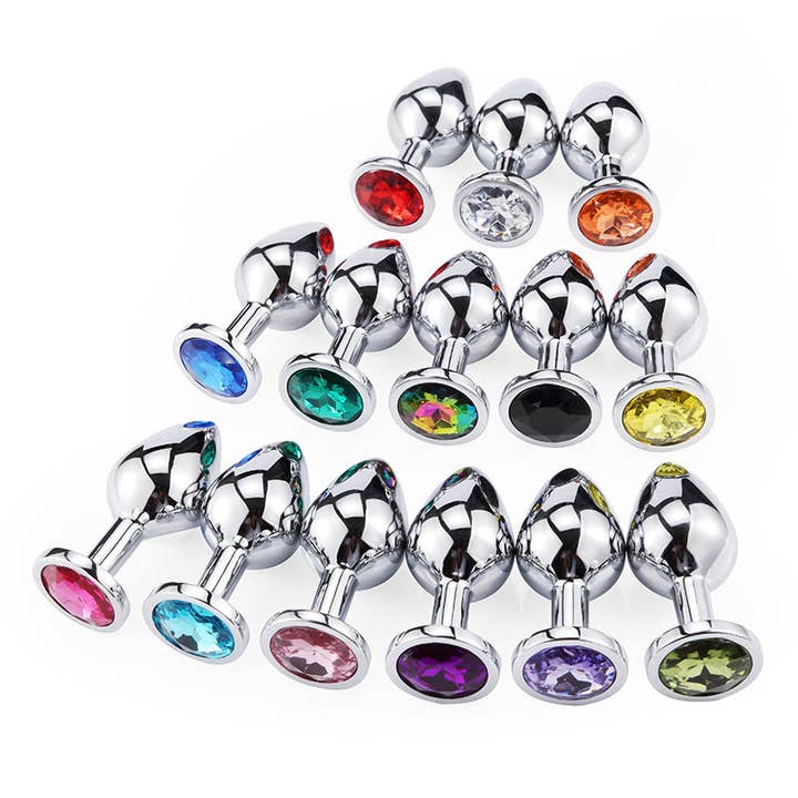 VIGOR - Wholesale Sex Toy - Round Butt Plug metal with stone - MOQ 10 Pcs