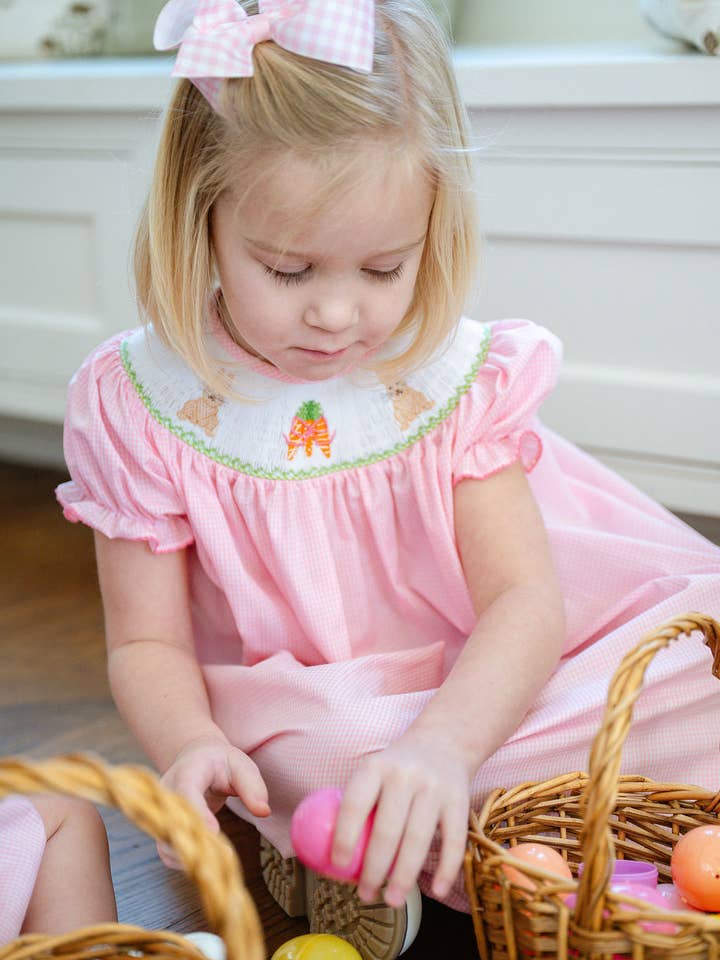 Ruth and Ralph - Wholesale Dress - Kids - Easter Bunny and Carrots Smocked Helen Dress1