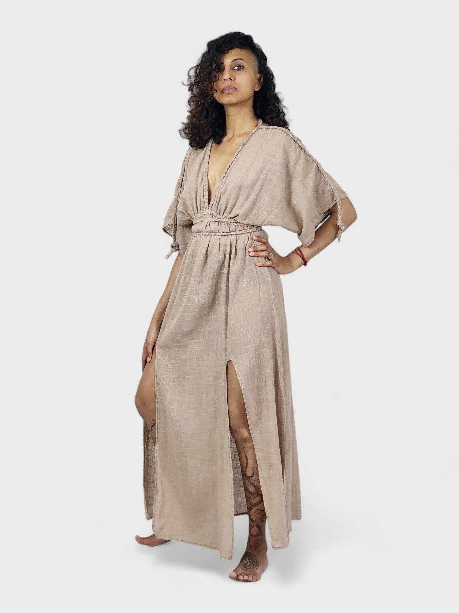 Sacred Ceremony - Wholesale Dress - Women's - Dusty Rose Organic Cotton Rope Goddess Maxi Dress4