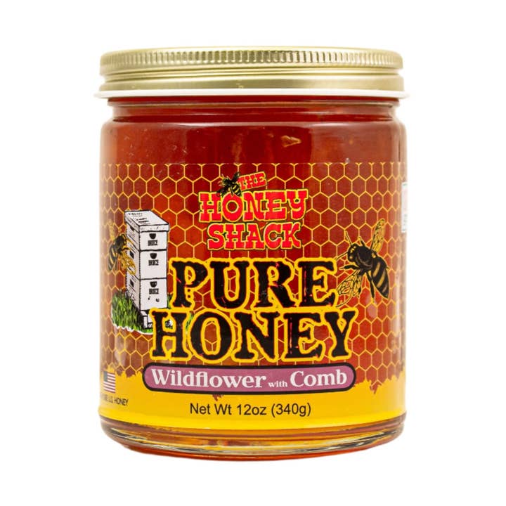 Wildflower with Comb Jar 12 oz for wholesale by The Honey Shack