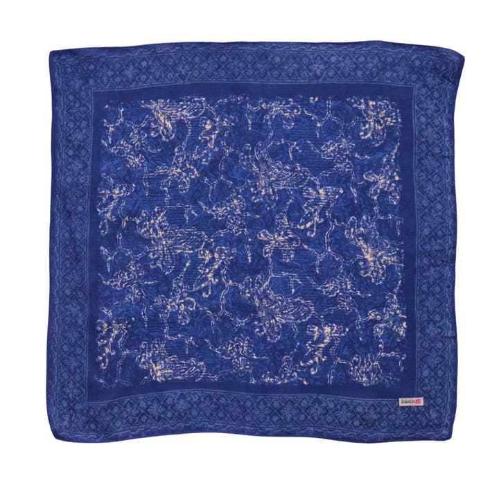 Batik Bandana Blauwe Vlinder, 100% Katoen, Handgeverfde Haarbedekking Sjaal voor wholesale door Kasih Co-op