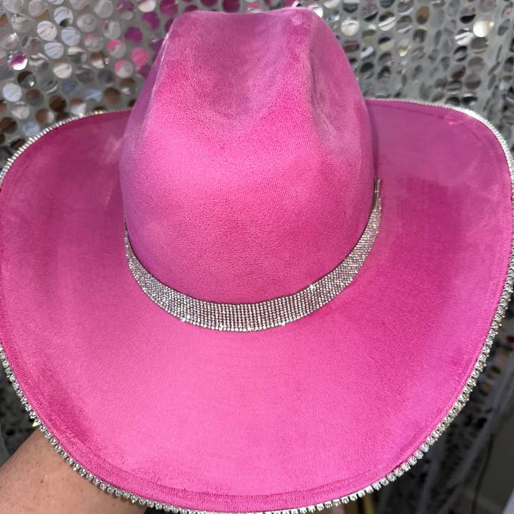 Rhinestone Cowgirl - Wholesale Cowboy Hat - Women's - Barbie Pink Hat & Crystal Rhinestones