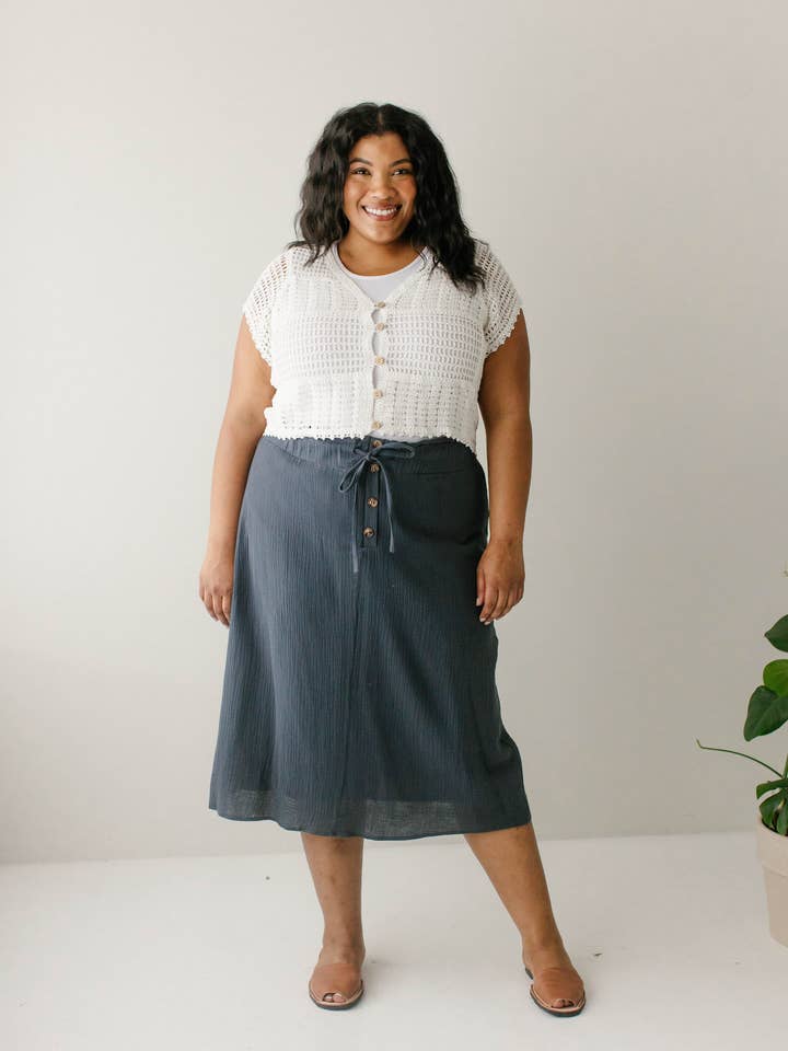 The Main Street Exchange - Wholesale Skirt - Women's - 'Courtney' Paper Bag Waist Cotton Gauze Skirt FINAL SALE7