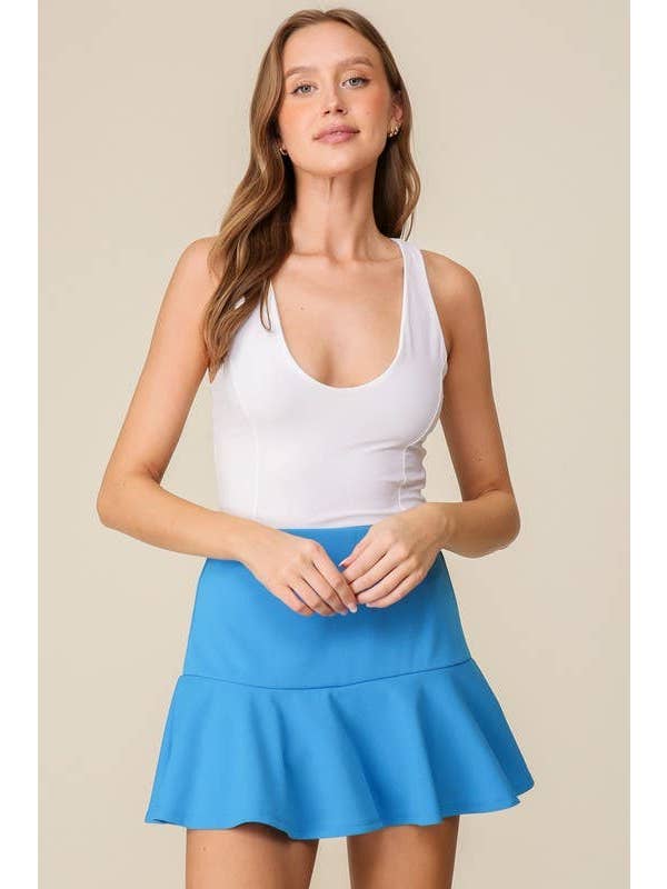 Vanilla Monkey - Wholesale Skort - Women's - High Waisted Techno Crepe Ruffle Skort